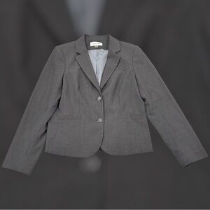 Calvin Klein Suit Blazer Womens Size 12 Gray Long Sleeve 2 Button